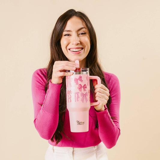 40 oz Lifestyle Flip Straw Tumbler-Blushing Bows