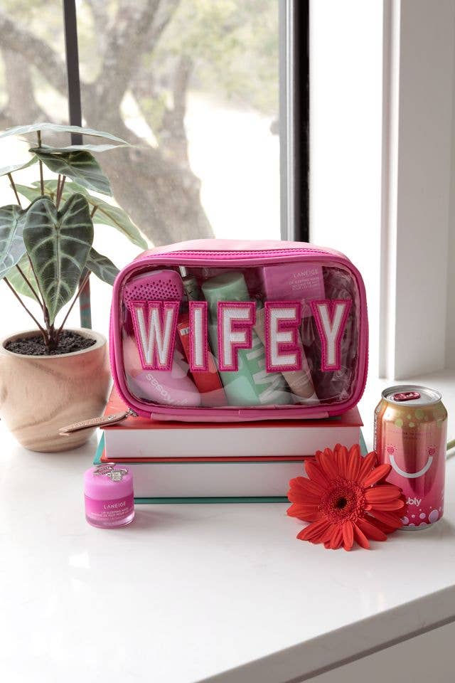 Cosmetic Bag – Clear Front WIFEY – Pink